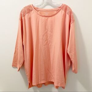 Van Heusen Lace Panel Peach Blouse - Size XL